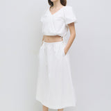 INA WHITE MIDI SKIRT