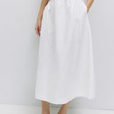 INA WHITE MIDI SKIRT