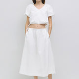 INA WHITE MIDI SKIRT
