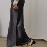 VALERIE CHARCOAL SATIN MAXI SKIRT